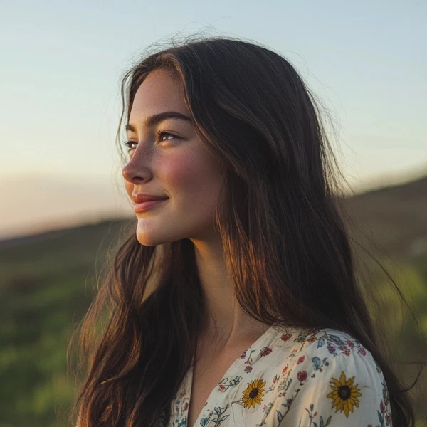 Captivating Portrait of a Smiling Girl in Nature