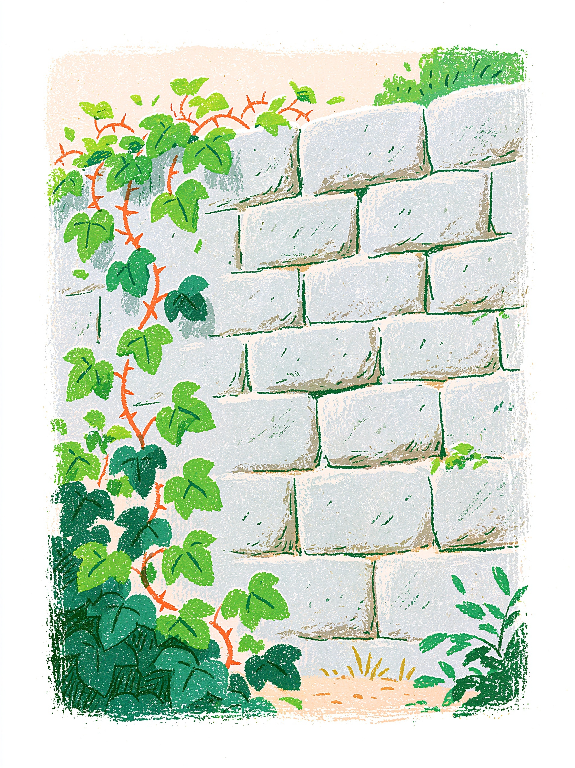 Vintage Comic Strip: Whimsical Stone Wall Vibes