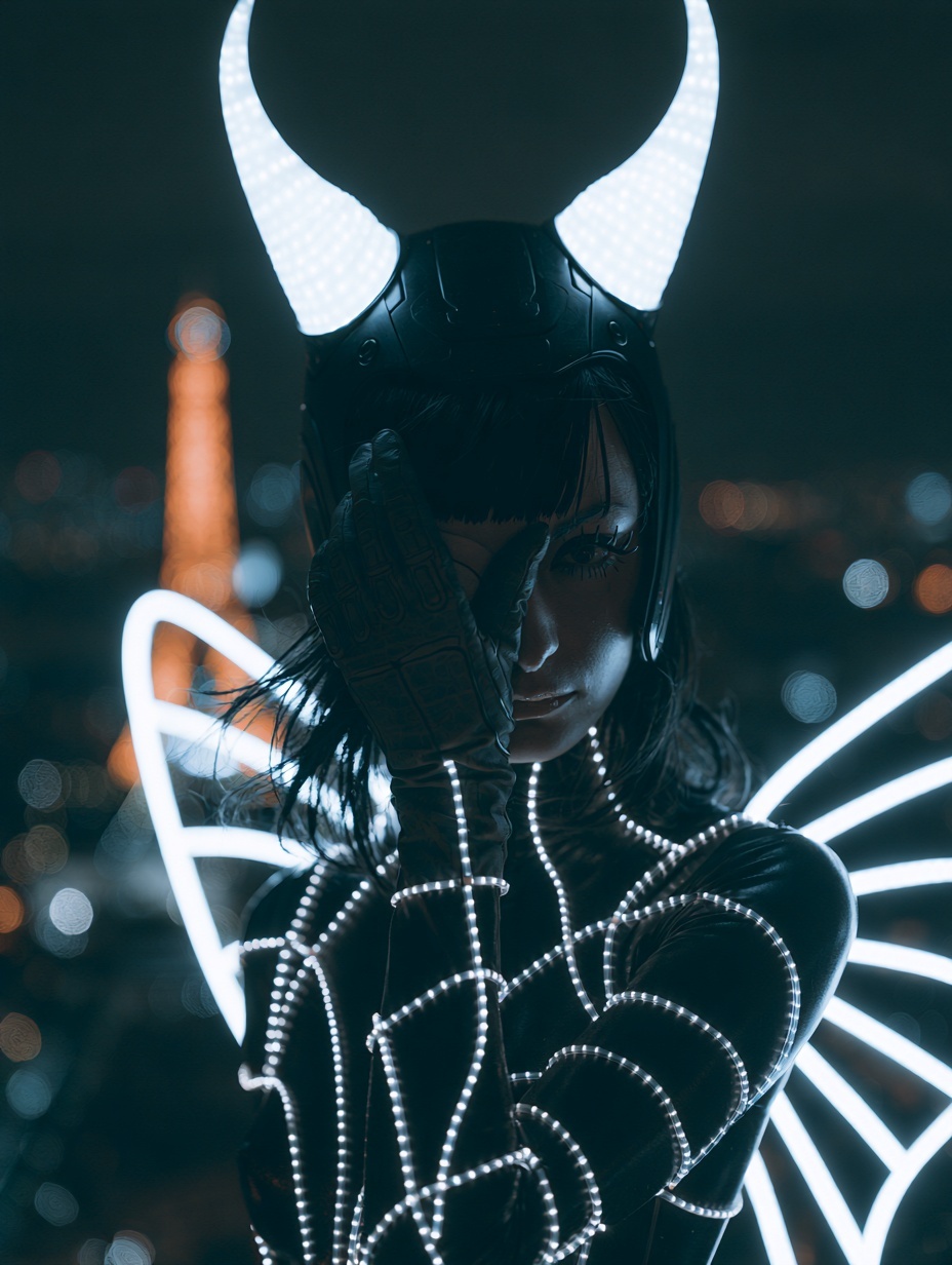 Futuristic Cyberpunk Portrait: Nighttime Fantasy