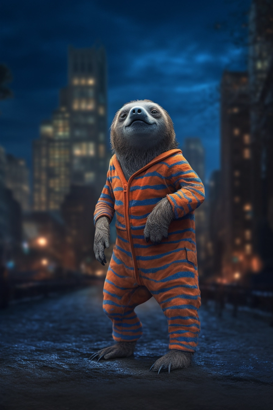 Surrealistic Sloth in Beach Suit: UHD Image by Vladimir Loz