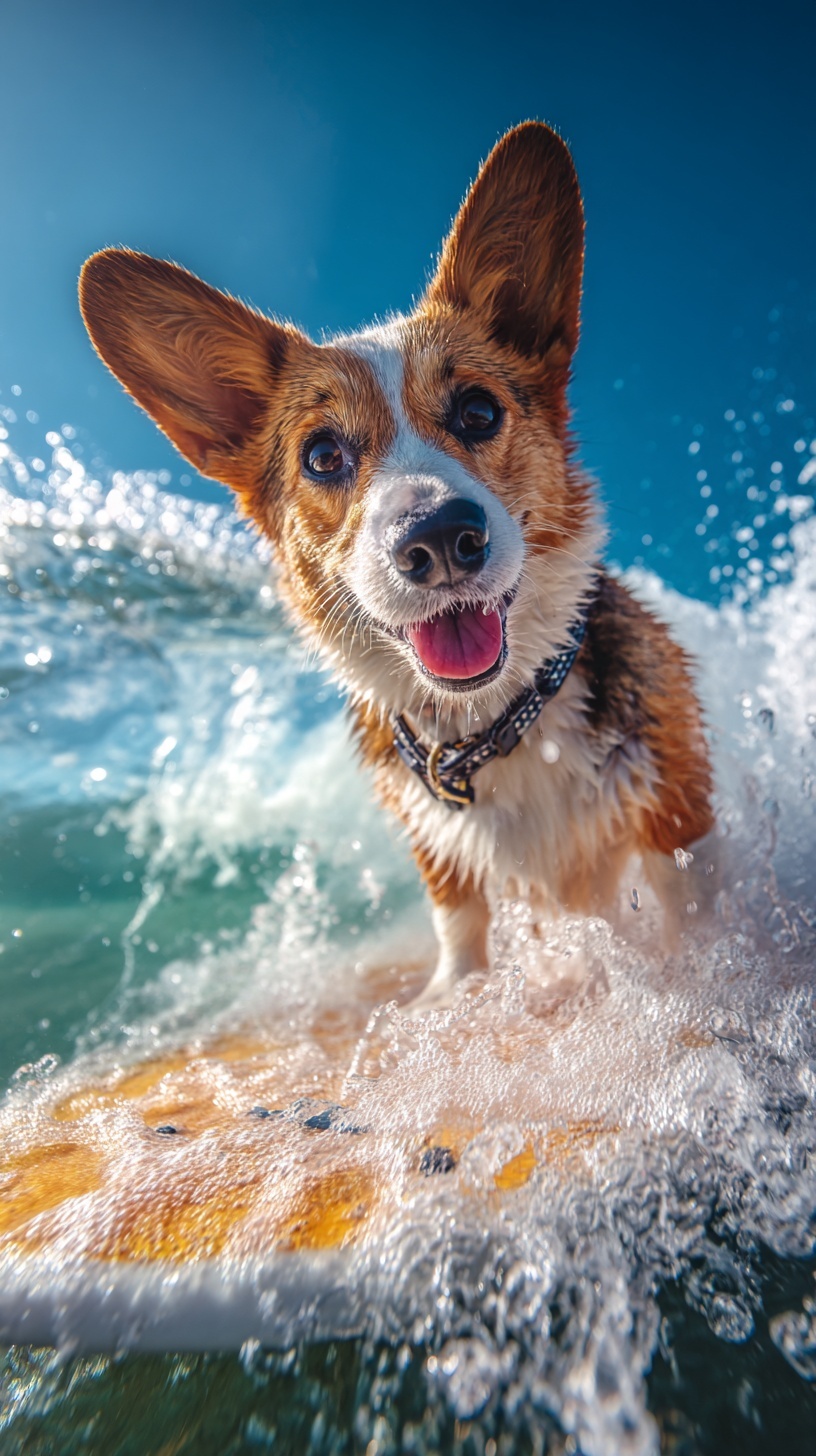 Surf's Up: Corgi's Epic Wave Adventure!