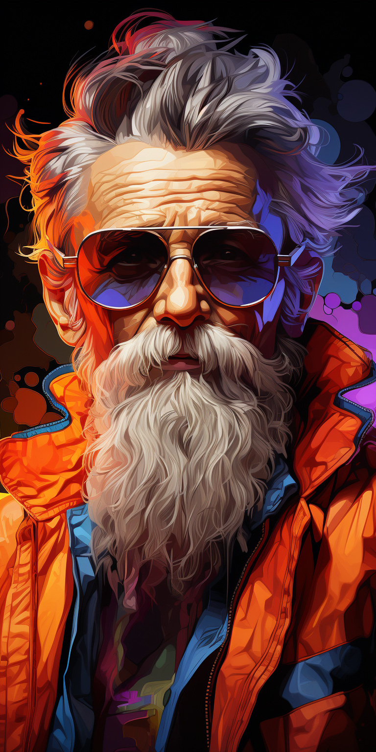 Eye-Catching Pop Art: Vector Digital Art with an Old Man Hippie Twist