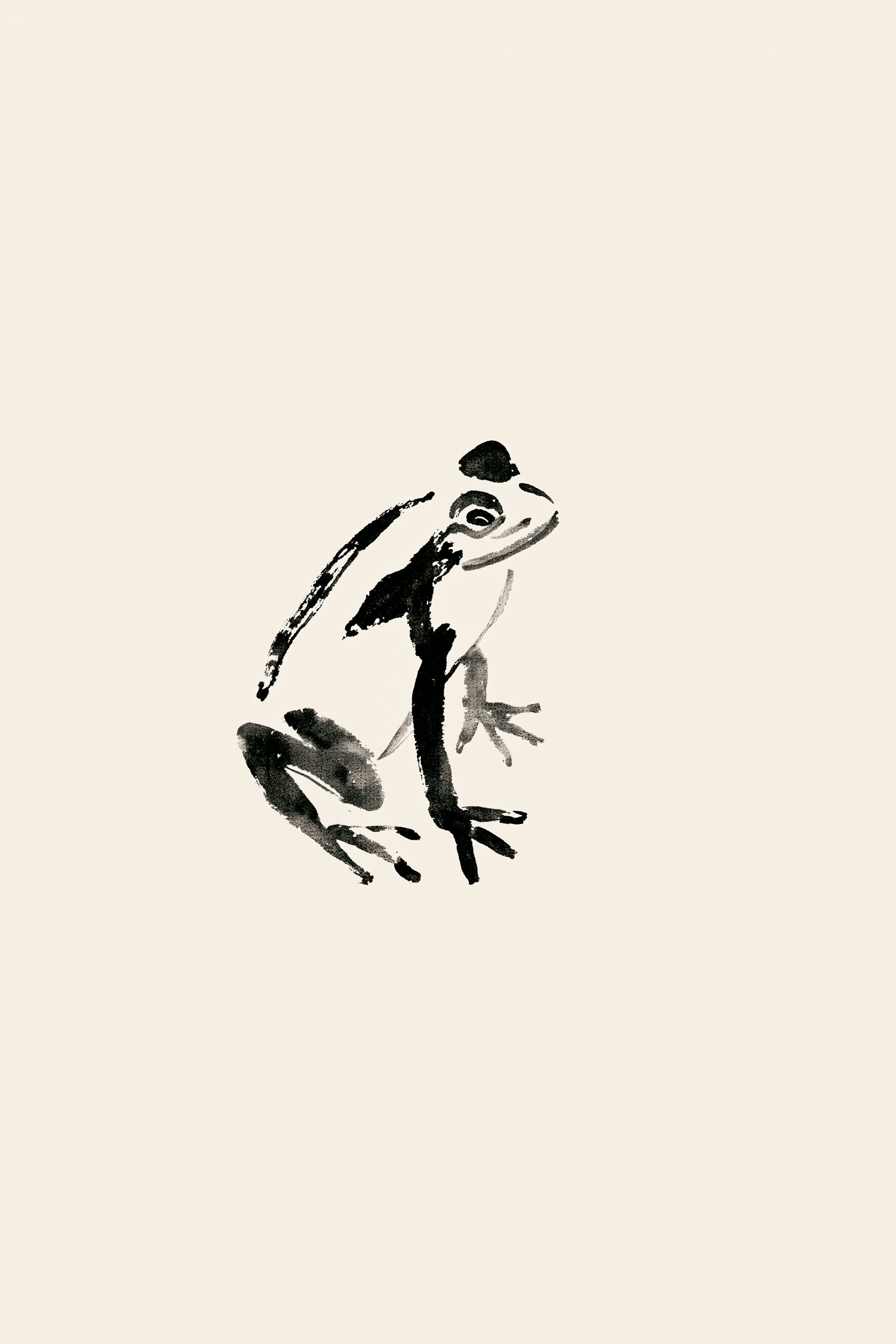 Serene Frog Ink Painting - Zen Art Print