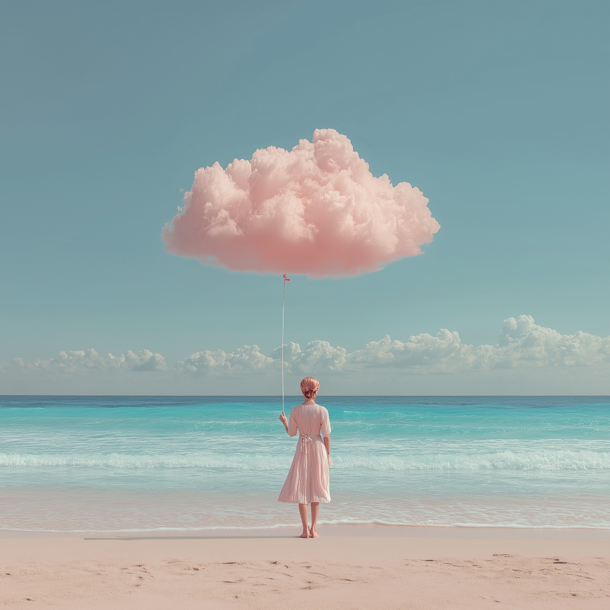 Dreamy Beach Escape: Pink Cloud Serenity