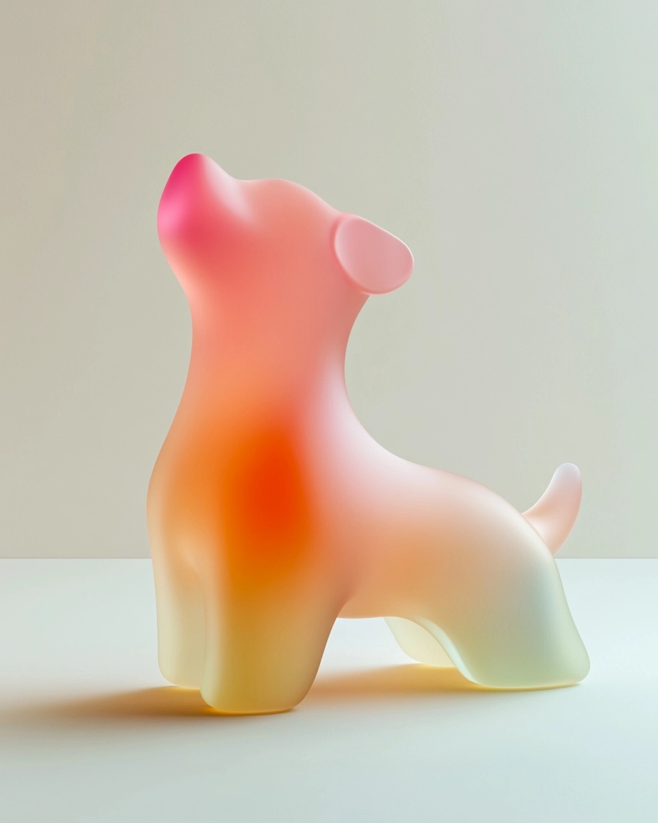 Vibrant 3D Dog Floats: Fun Frosted Glass Art