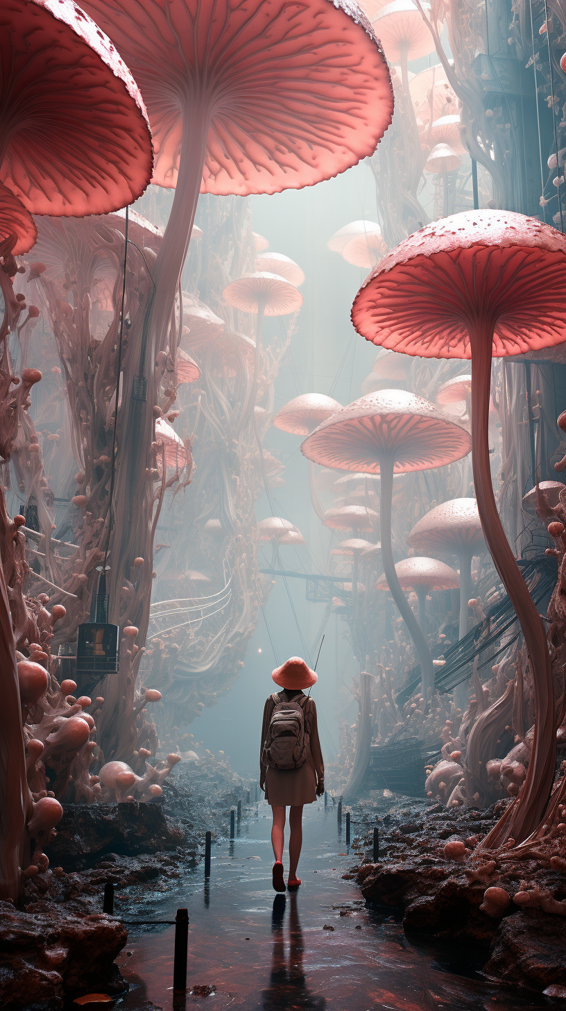 Explore a Cyberpunk Future with Surreal Infrared Photography in the City of Giant Mushrooms