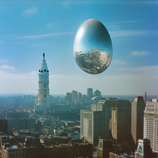 Winter in Philly: A Silver Egg Soars Above