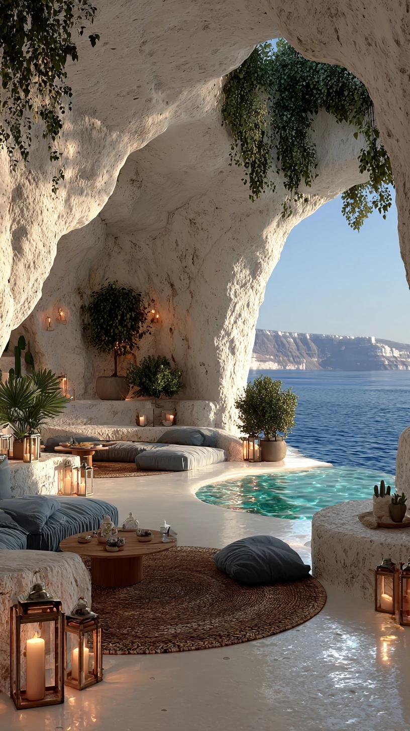 Boho White Cave Retreat with Stunning Sea Views