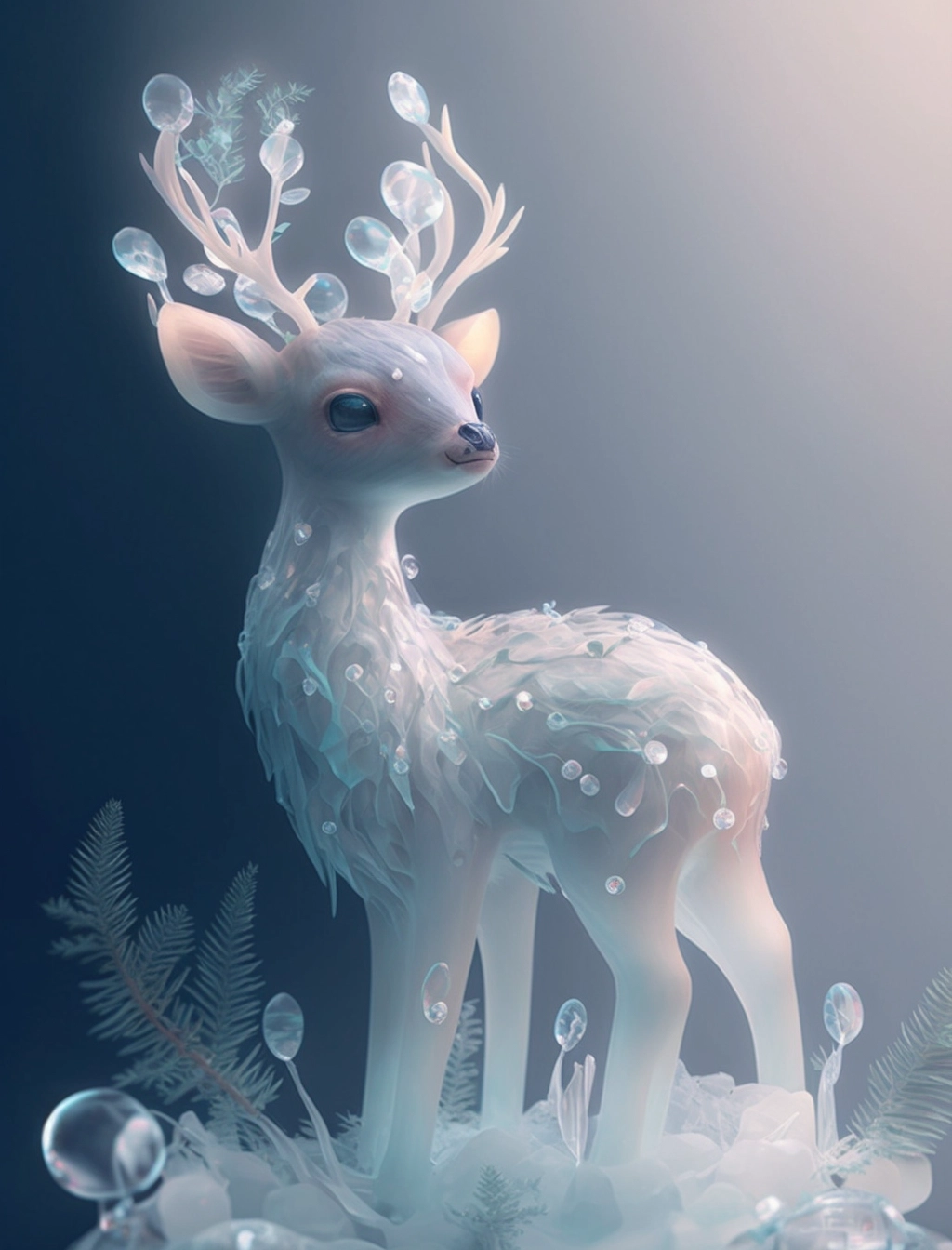 Ethereal Deer in Yanjun Cheng Style - Detailed Character Design & Curvilinear Diorama