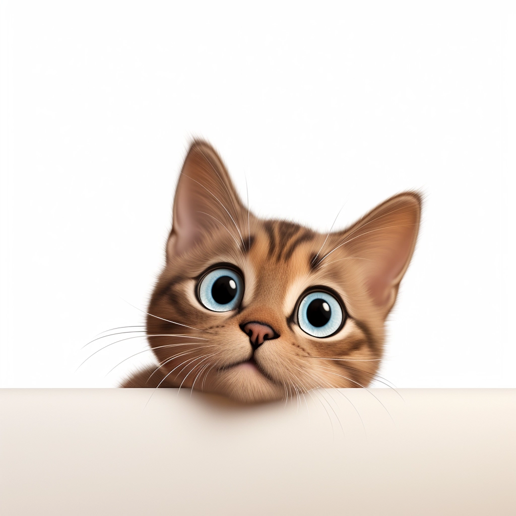 Adorable 3D Cartoon Peekaboo Cat - Chocolate Tabby Color