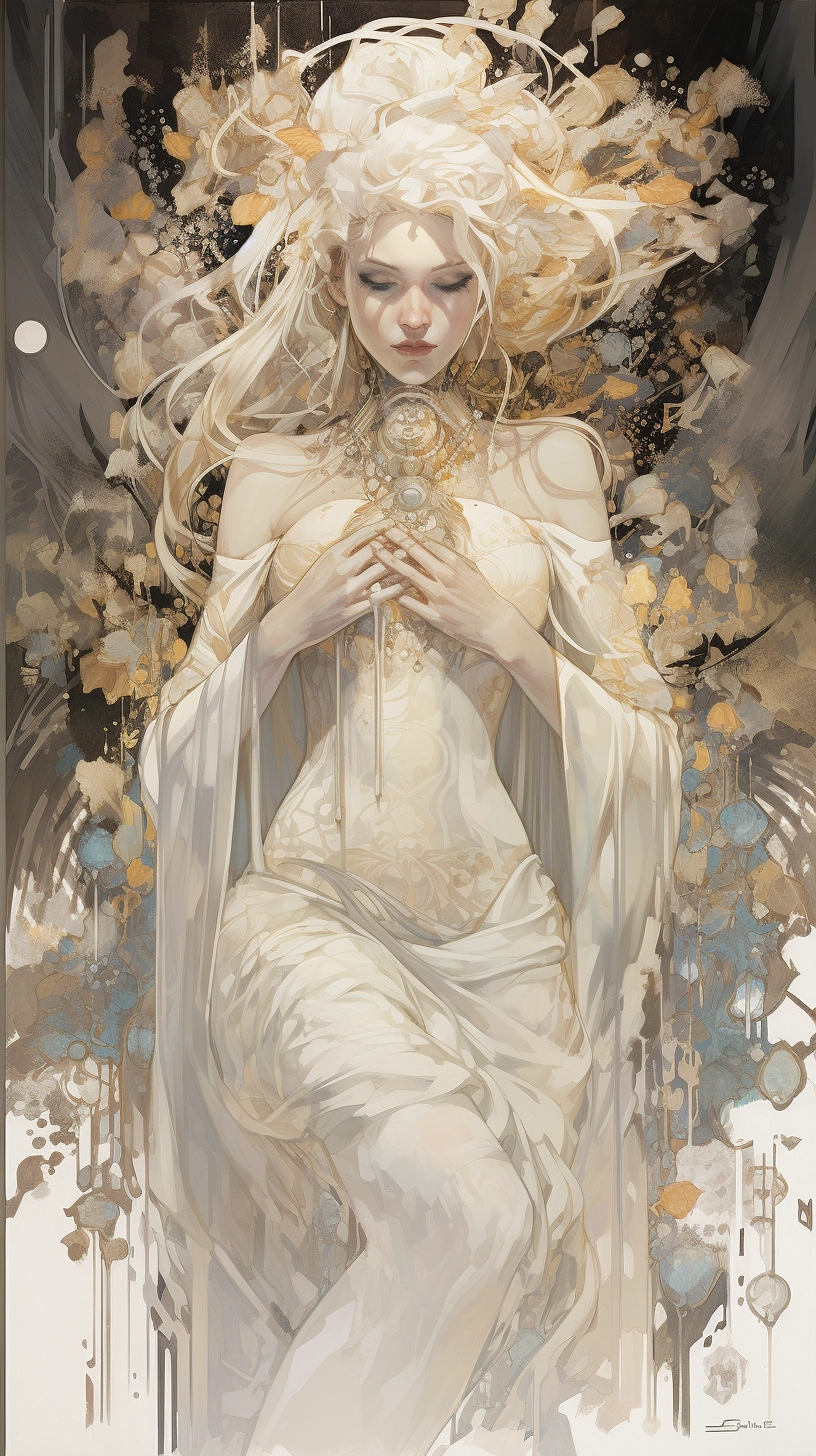 Ethereal Ice Queen: Dynamic Manga Oil Painting Poster