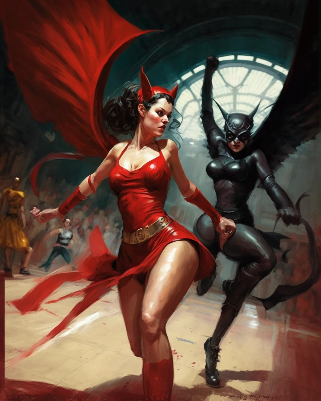 Catwoman vs She-Devil: Leather-clad Battle in Boxing Ring