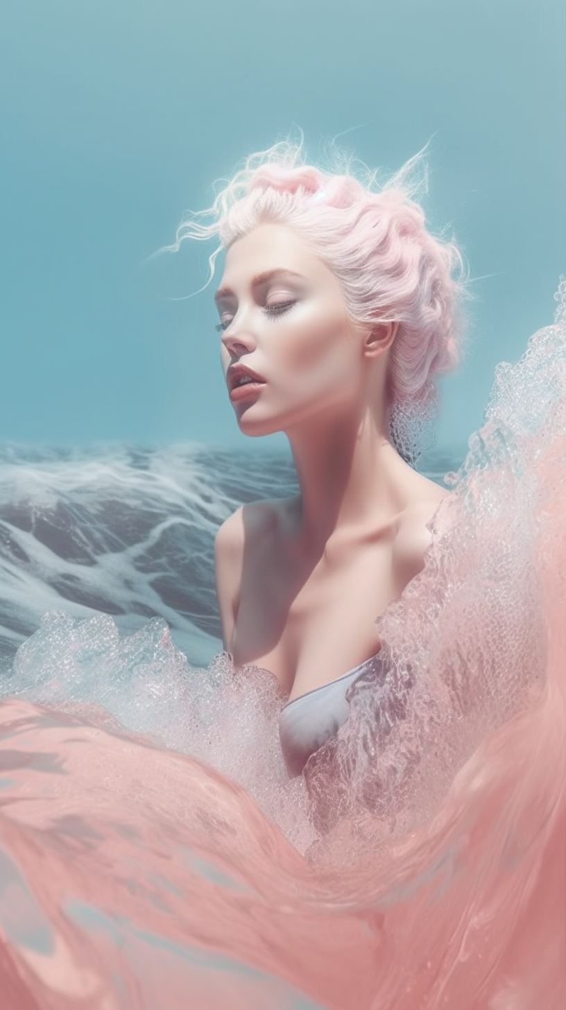 Pastel Ocean Waves: Stunning Swimsuit Art