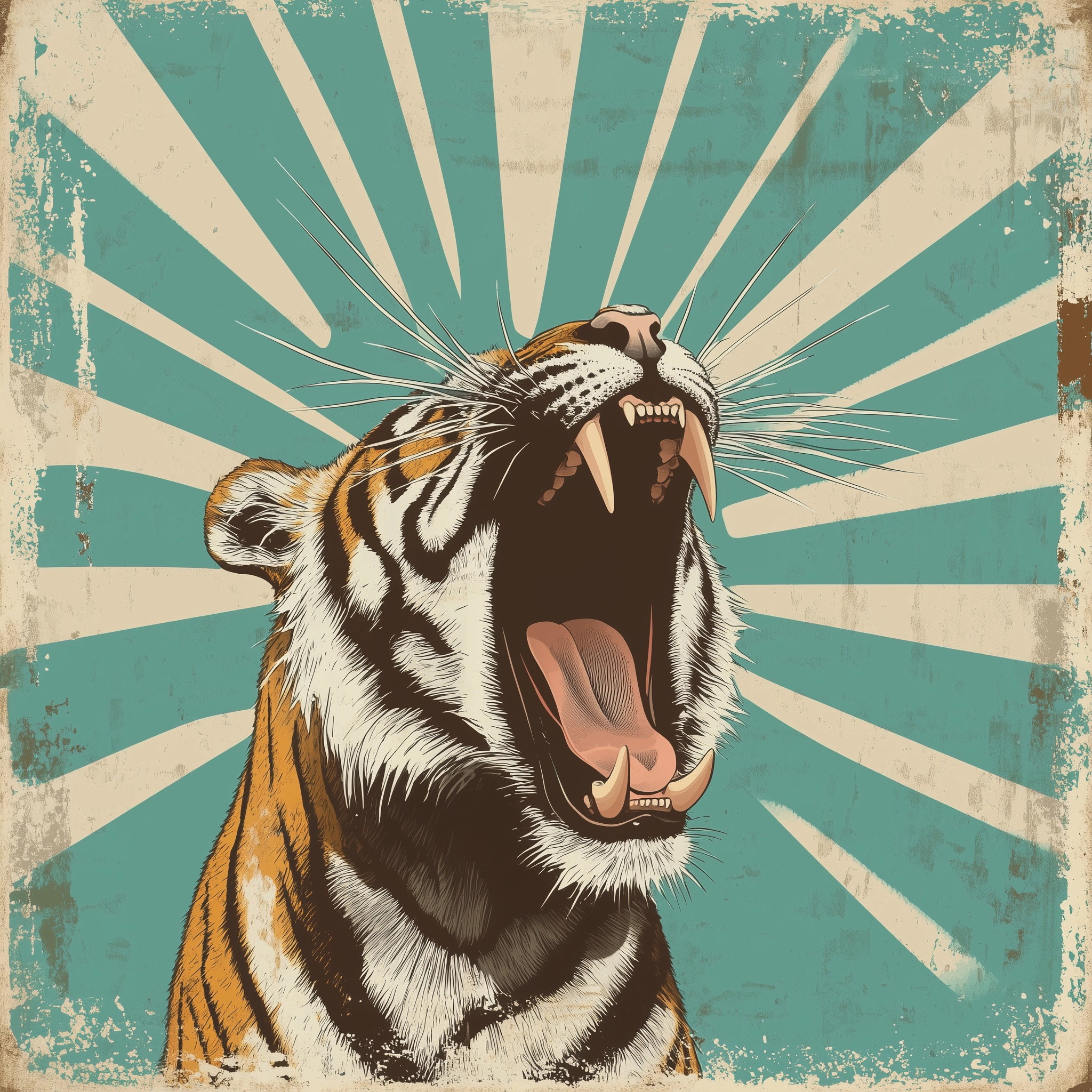 Vintage Tiger Emblem in Bauhaus Style