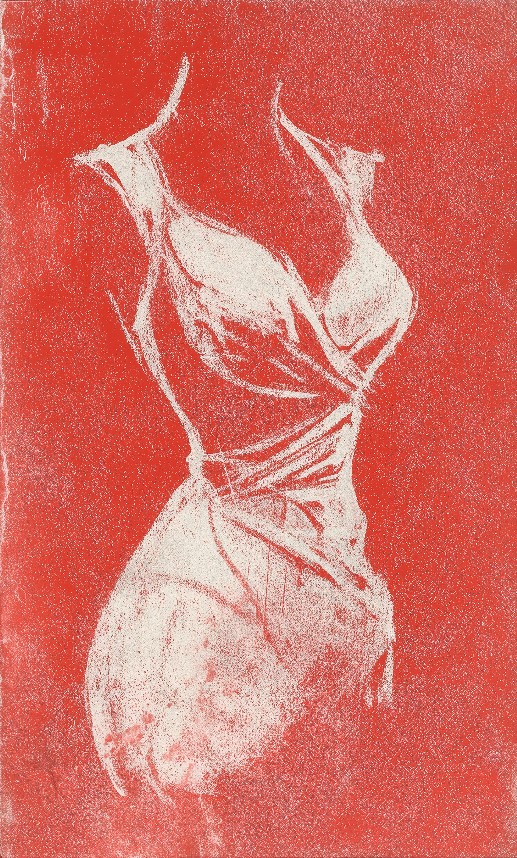 Vintage Boho Chalk Art of a Woman's Torso