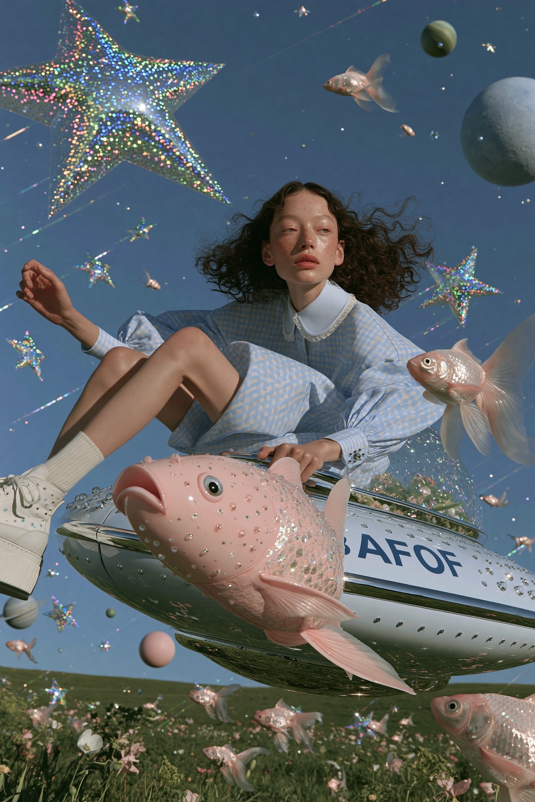 High-Tech Fashion: Robot in a Surreal Galaxy