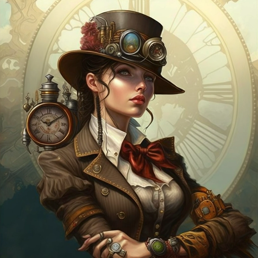 Steampunk Time Traveler: Stunning Full Body Portrait