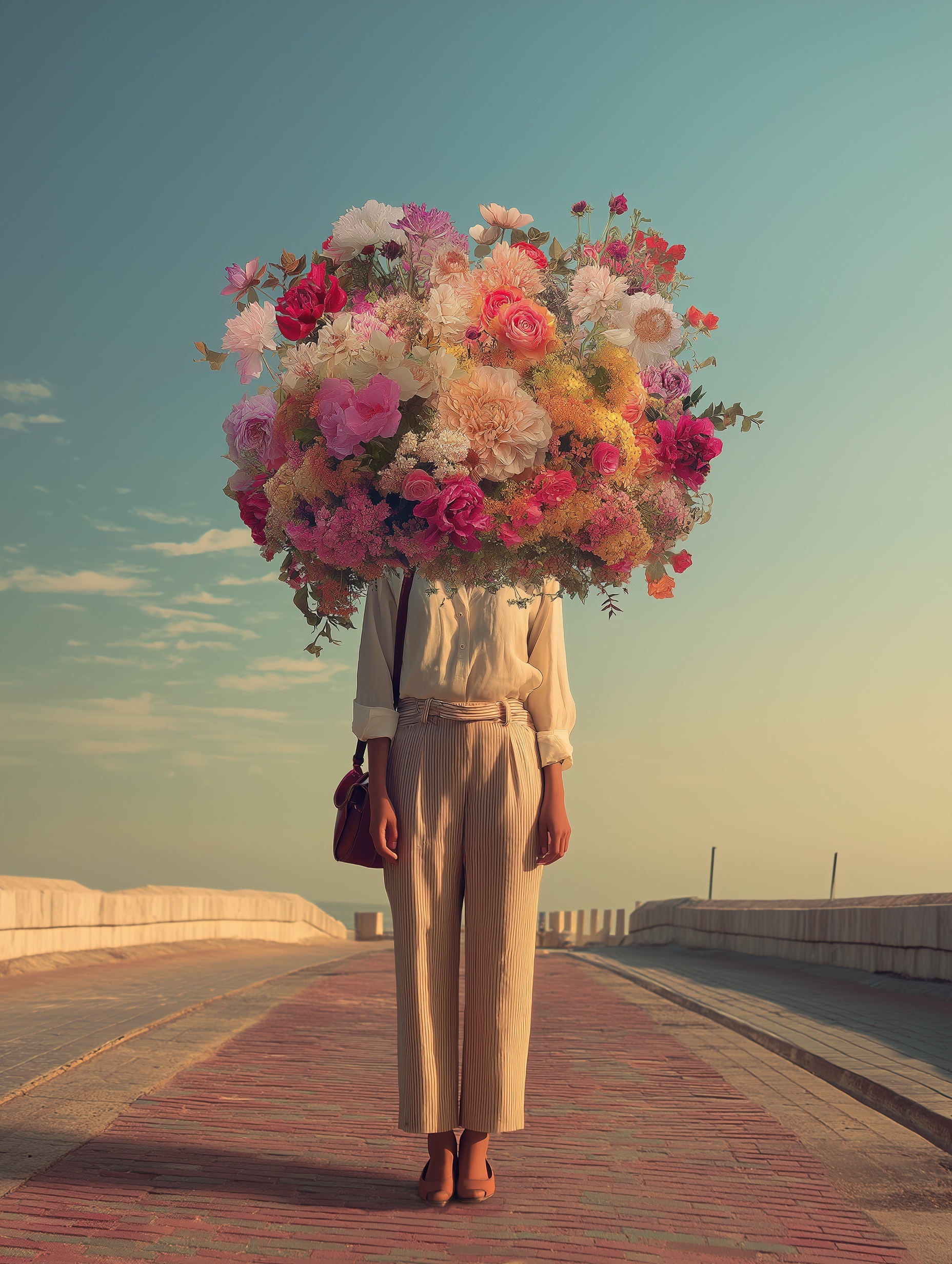Flores en la Cabeza: Belleza Realista en Cada Paso