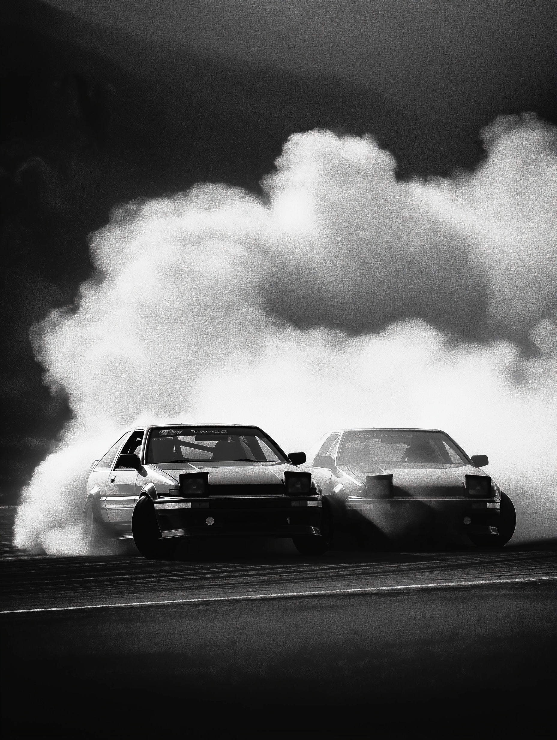 Epic AE86 Drift Battle in Monochrome