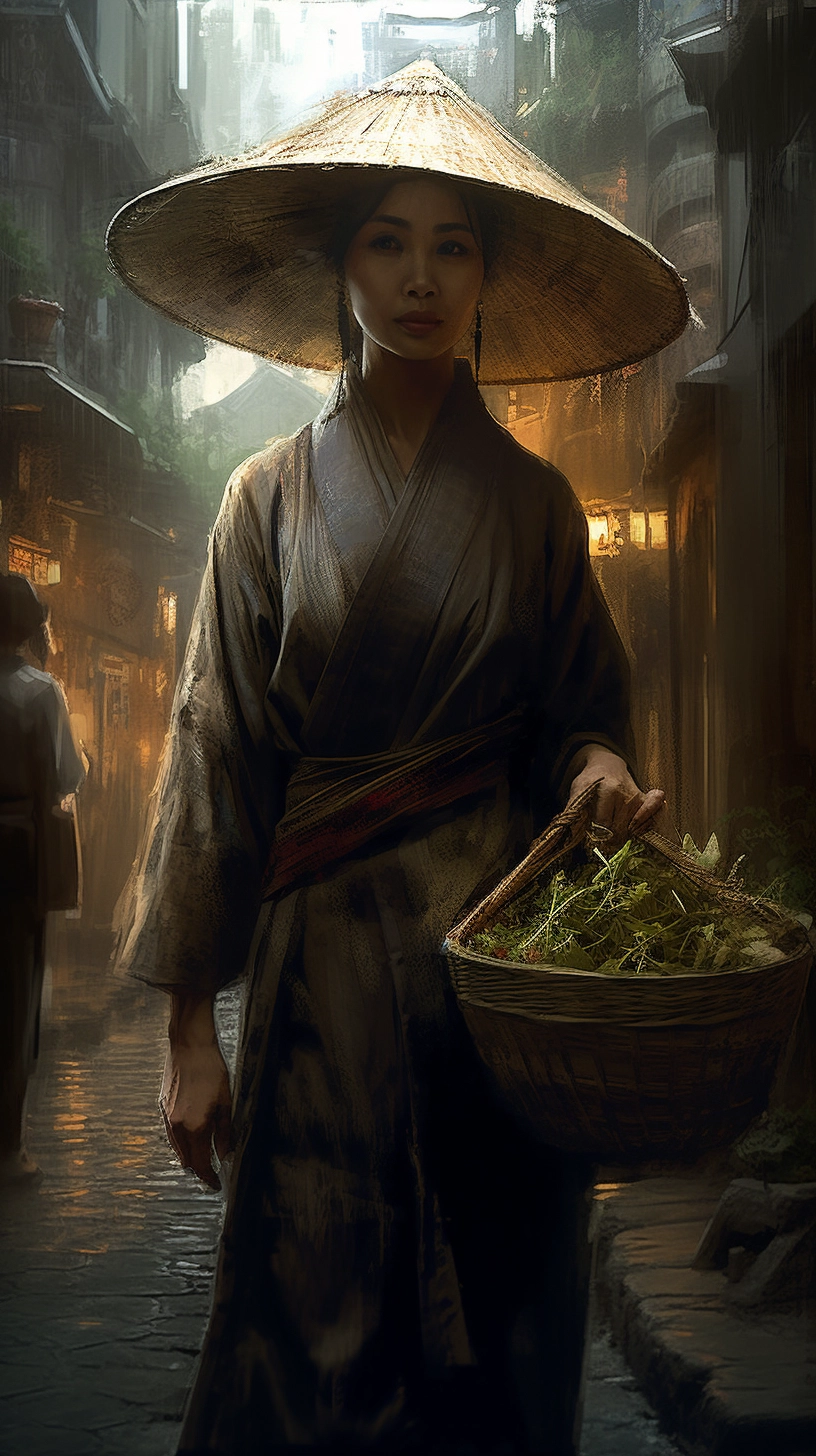 Japanese-inspired Street Scene Painting by Paul Hedley