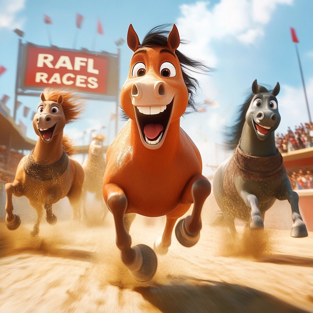 Vibrant Pixar-Style Horse Races at RAFL RACES!