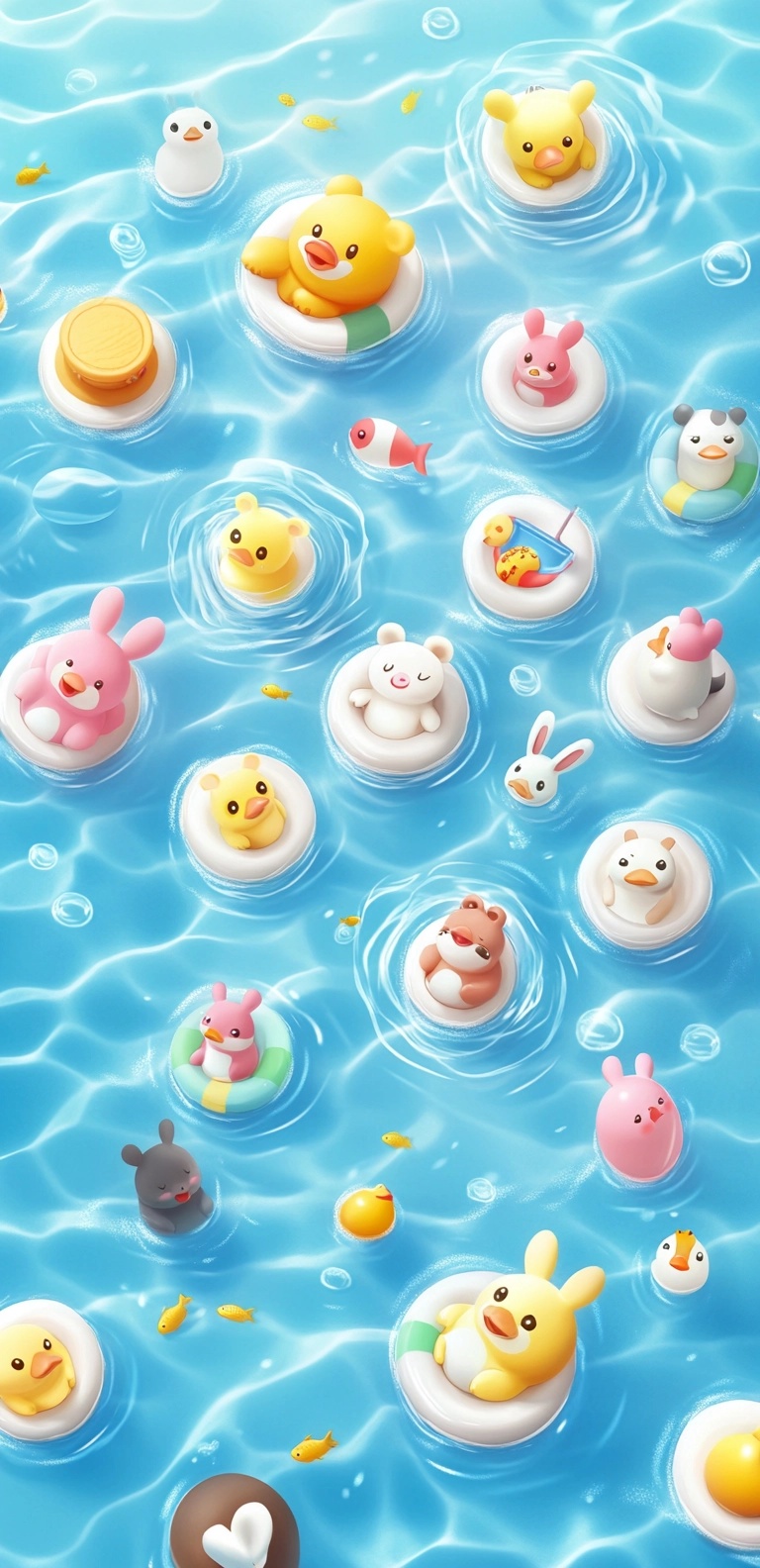 Playful Poolside Cartoon Wallpaper for Your Phone