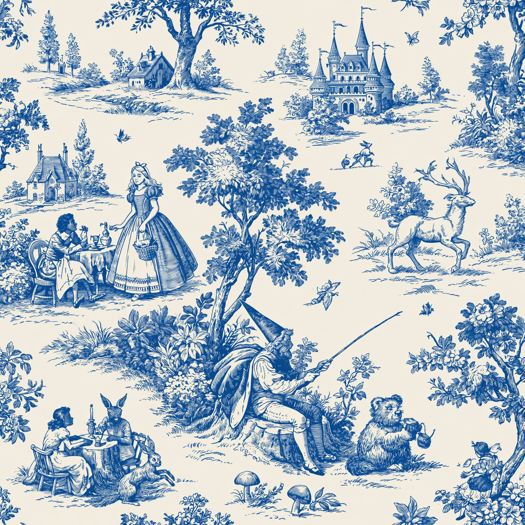 Whimsical French Toile de Jouy Fairy Tale Decor