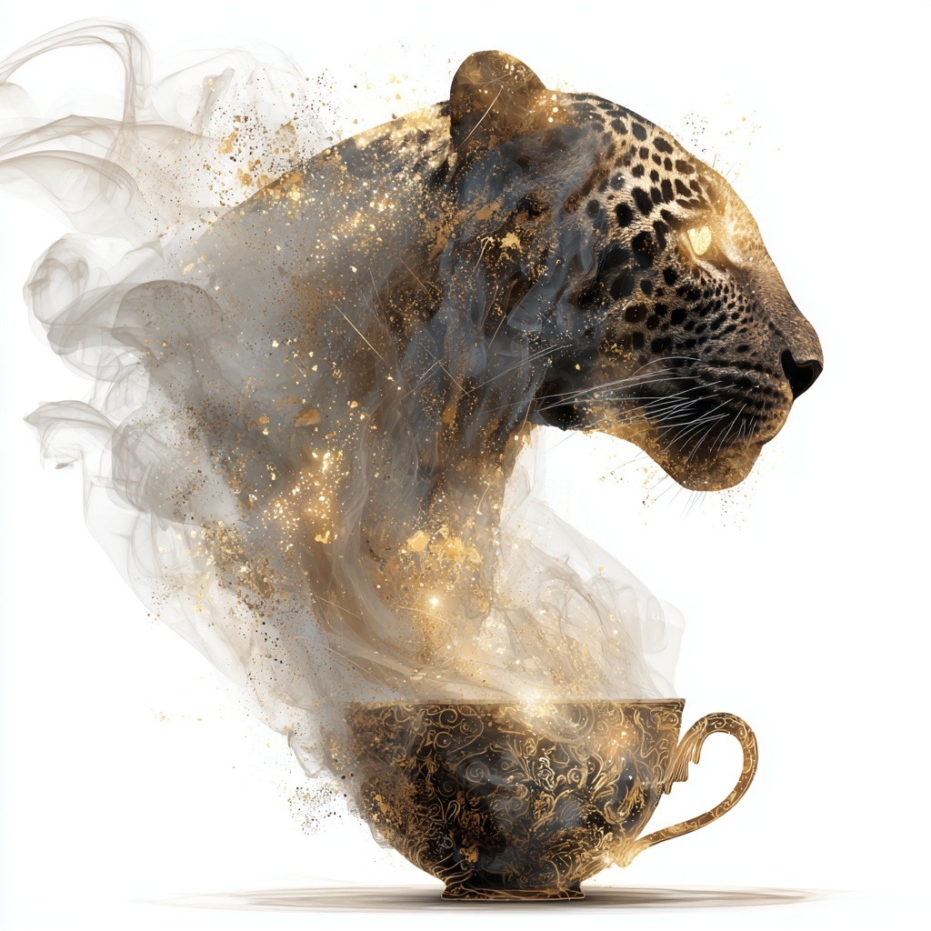 Majestic Tiger Smoke Art in Golden Cup