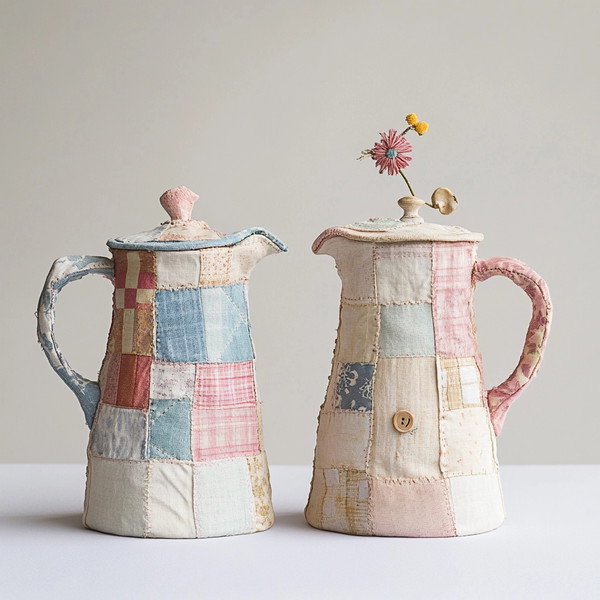 Charming Patchwork Cotton Coffee Pots in Pastels