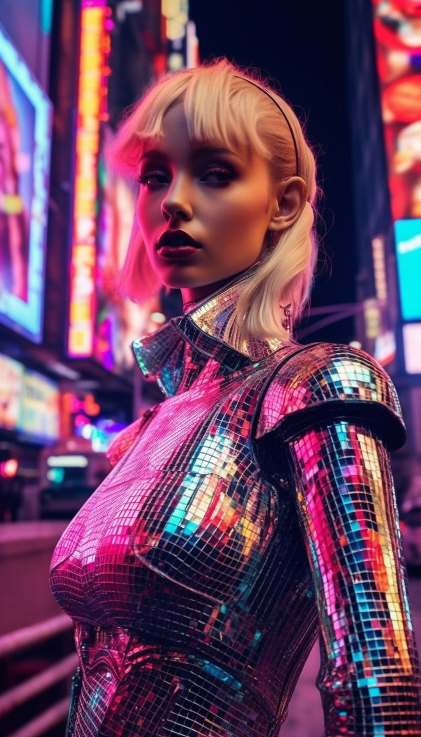 Futuristic Alice in Wonderland: A Neon Cityscape