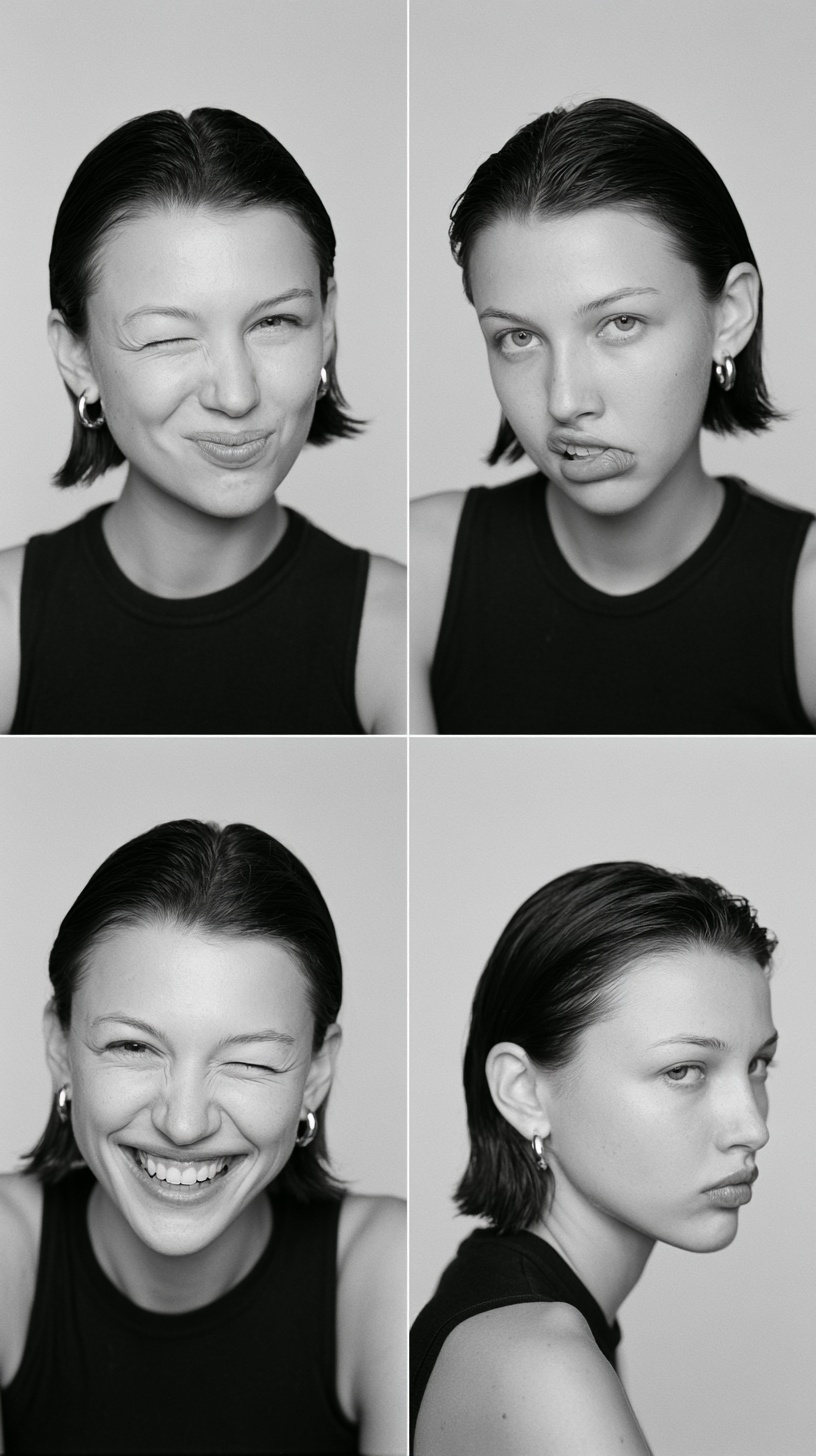 Timeless Minimalist Portraits: Playful Expressions