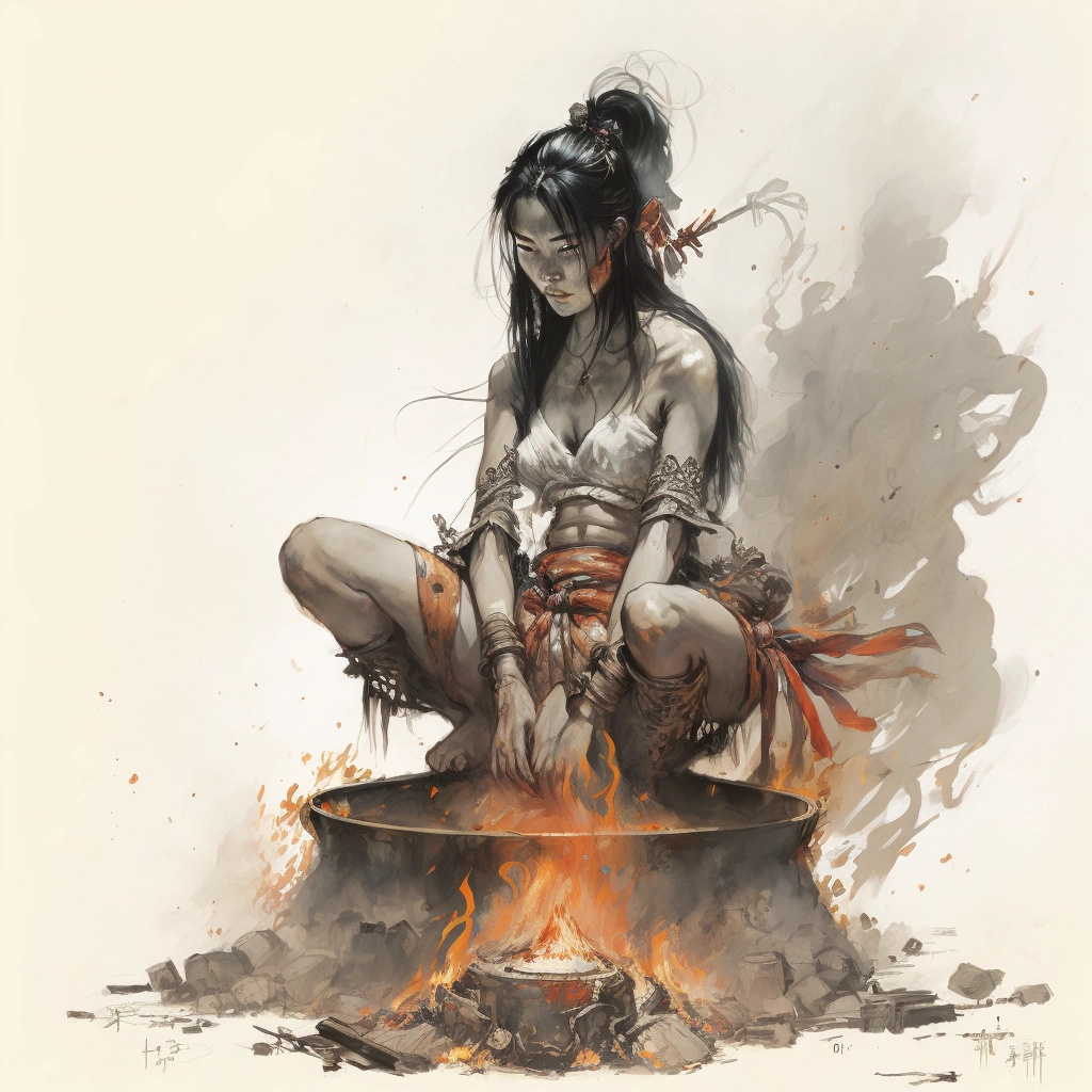 Chinese Warrior Life Drawing by Luis Royo