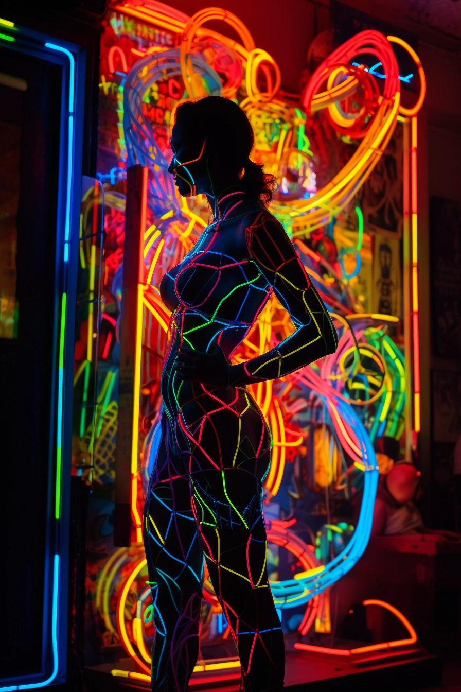 Neon Fauvist Woman: Intricate Body-Painting