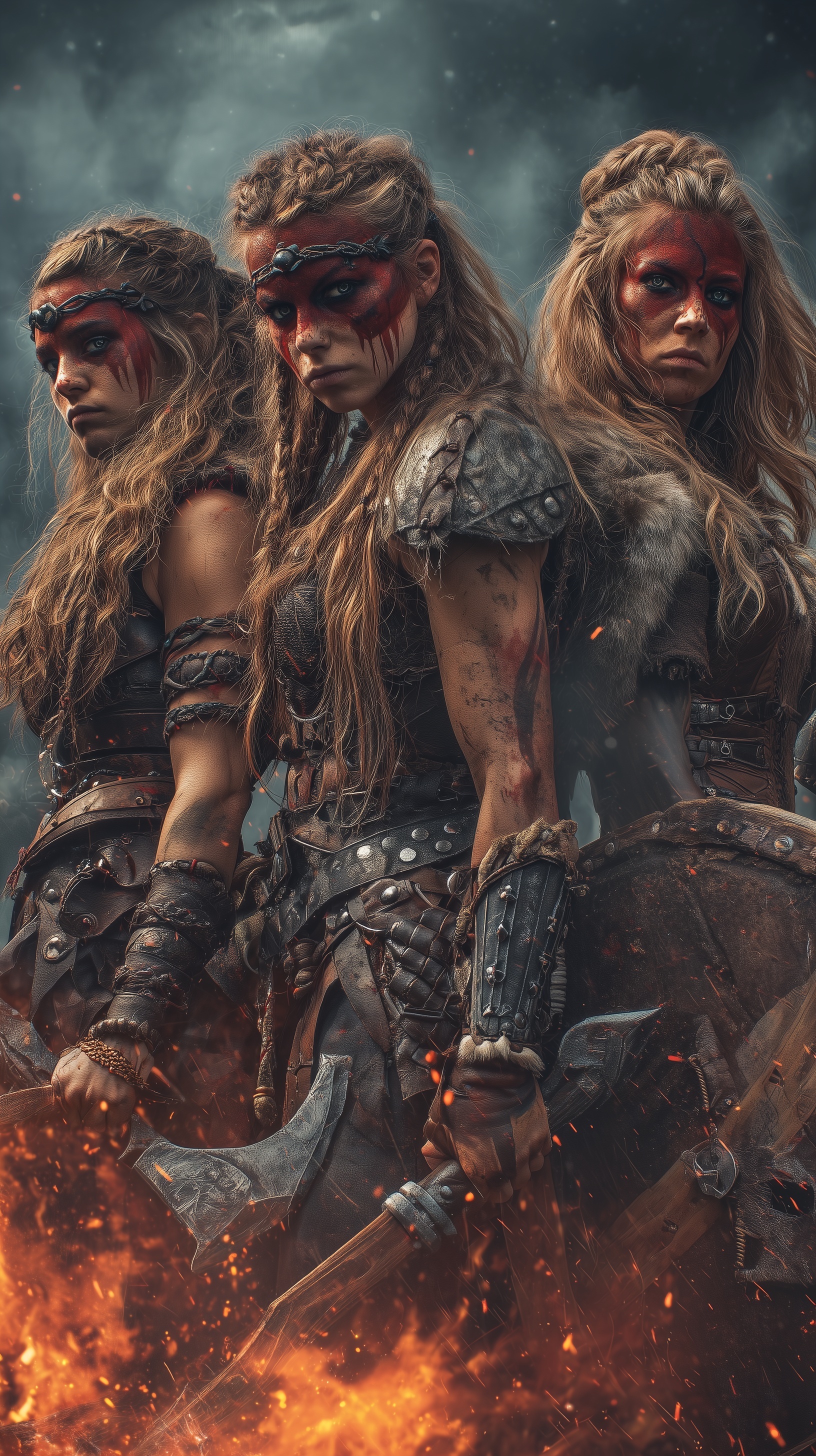 Epic Viking Warrior Sisters: Battle-Ready and Fierce