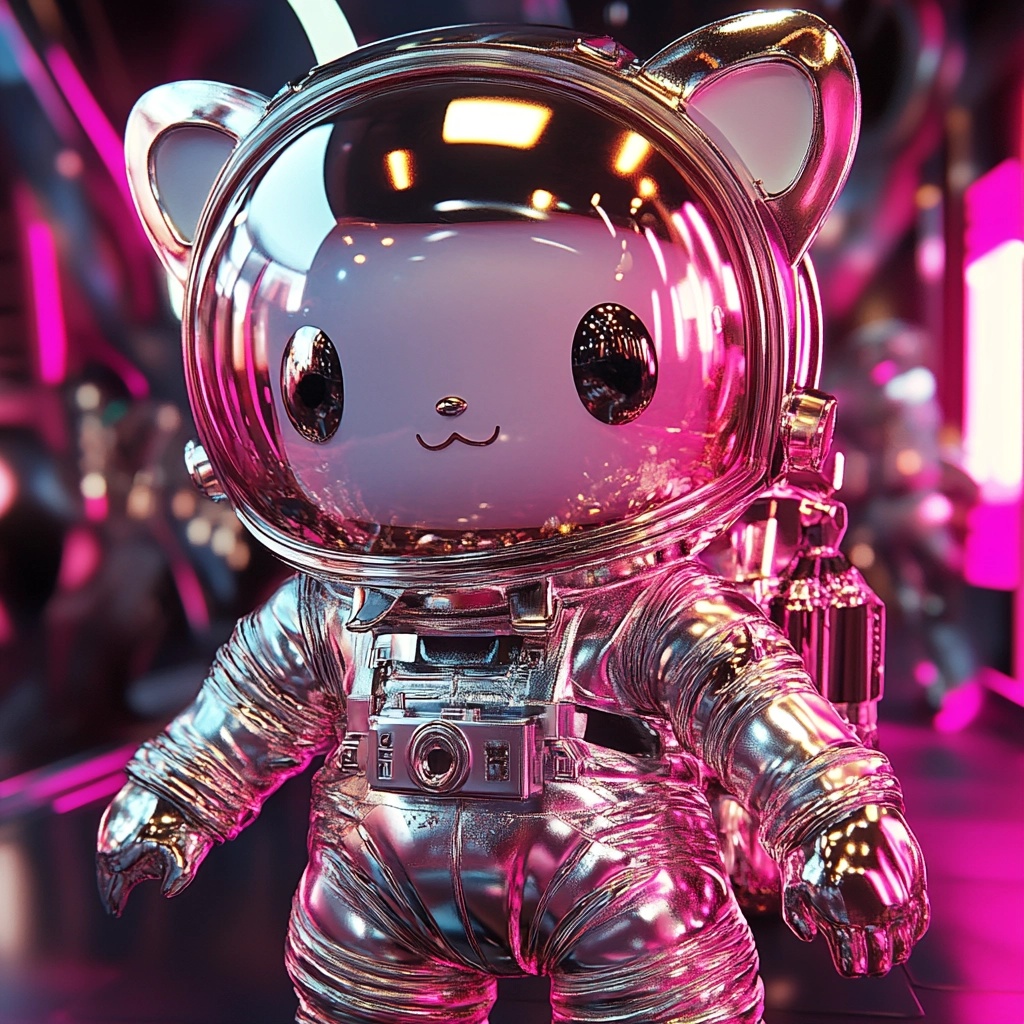 Chic Space Kitty: Modern Chrome Adventure