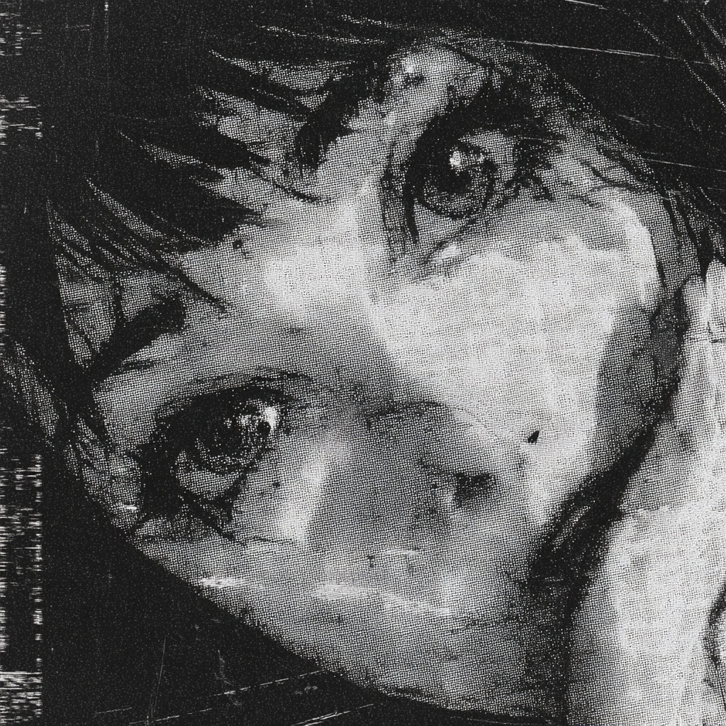 Anime Girl Selfie Distorted by TV Static