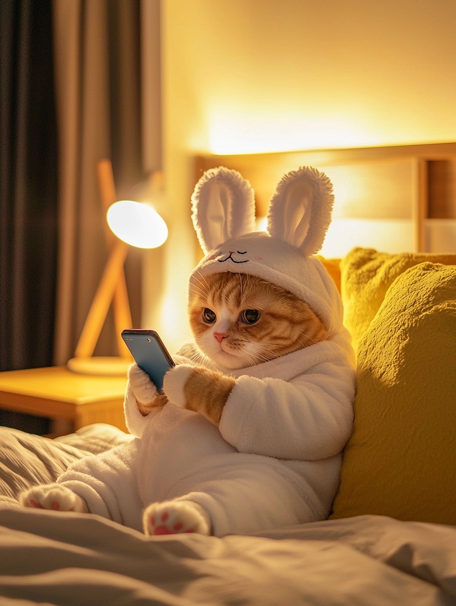 Cozy Cat in Cute Pajamas: A Delightful Scene