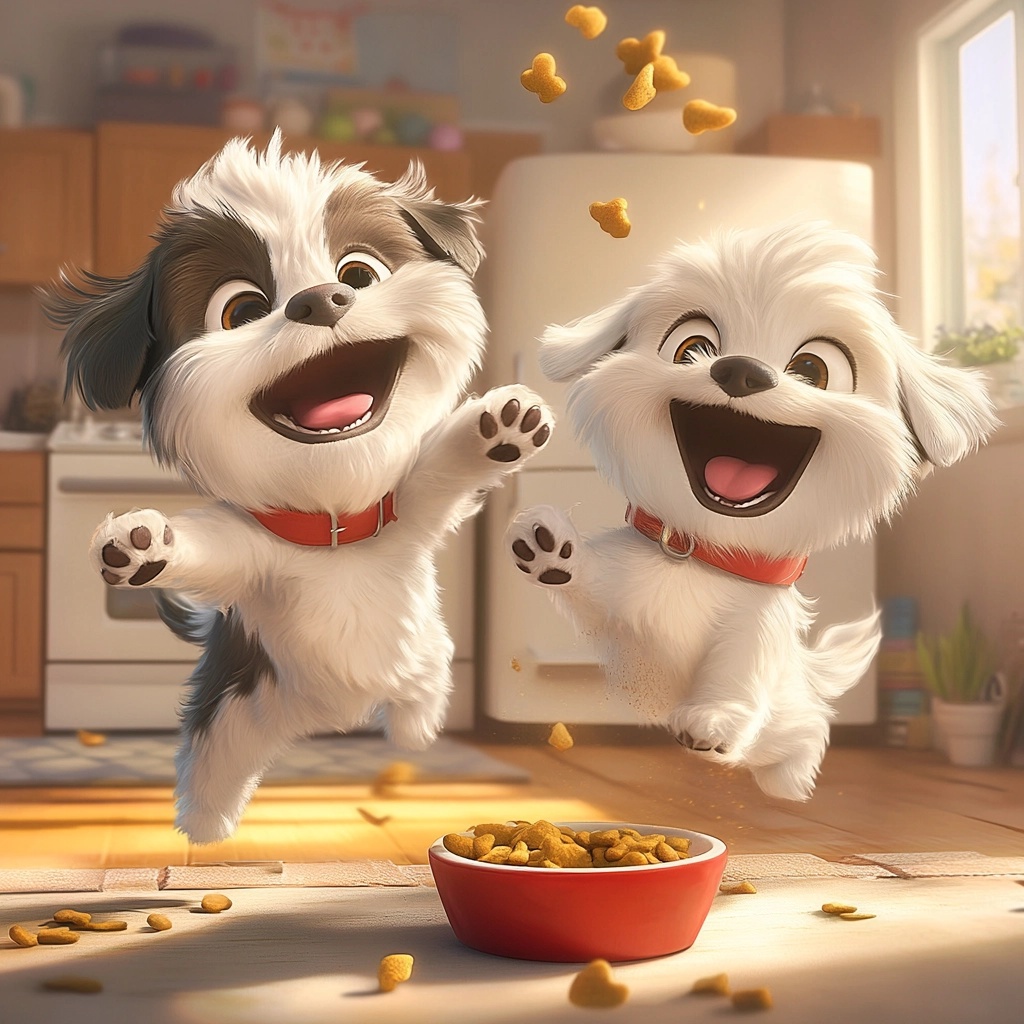 Joyful Shih Tzu Puppies in a Cozy Kitchen