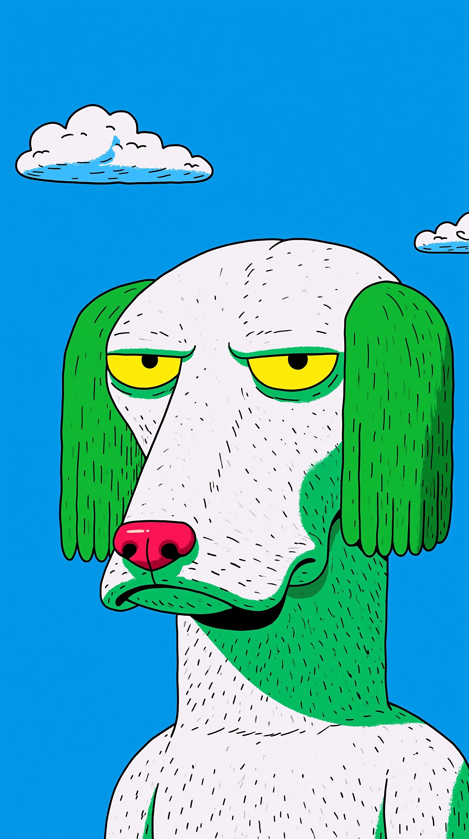 Whimsical Sly Dog Cartoon - Bright & Fun Design