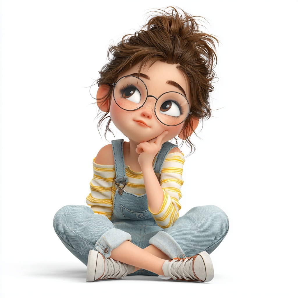 Charming Chibi Girl in Playful 3D Render