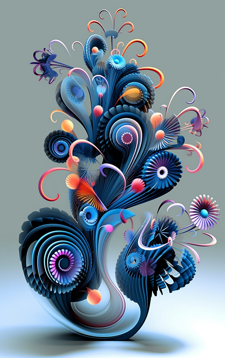 Fractal Flower Vase: Unique Abstract Bouquet