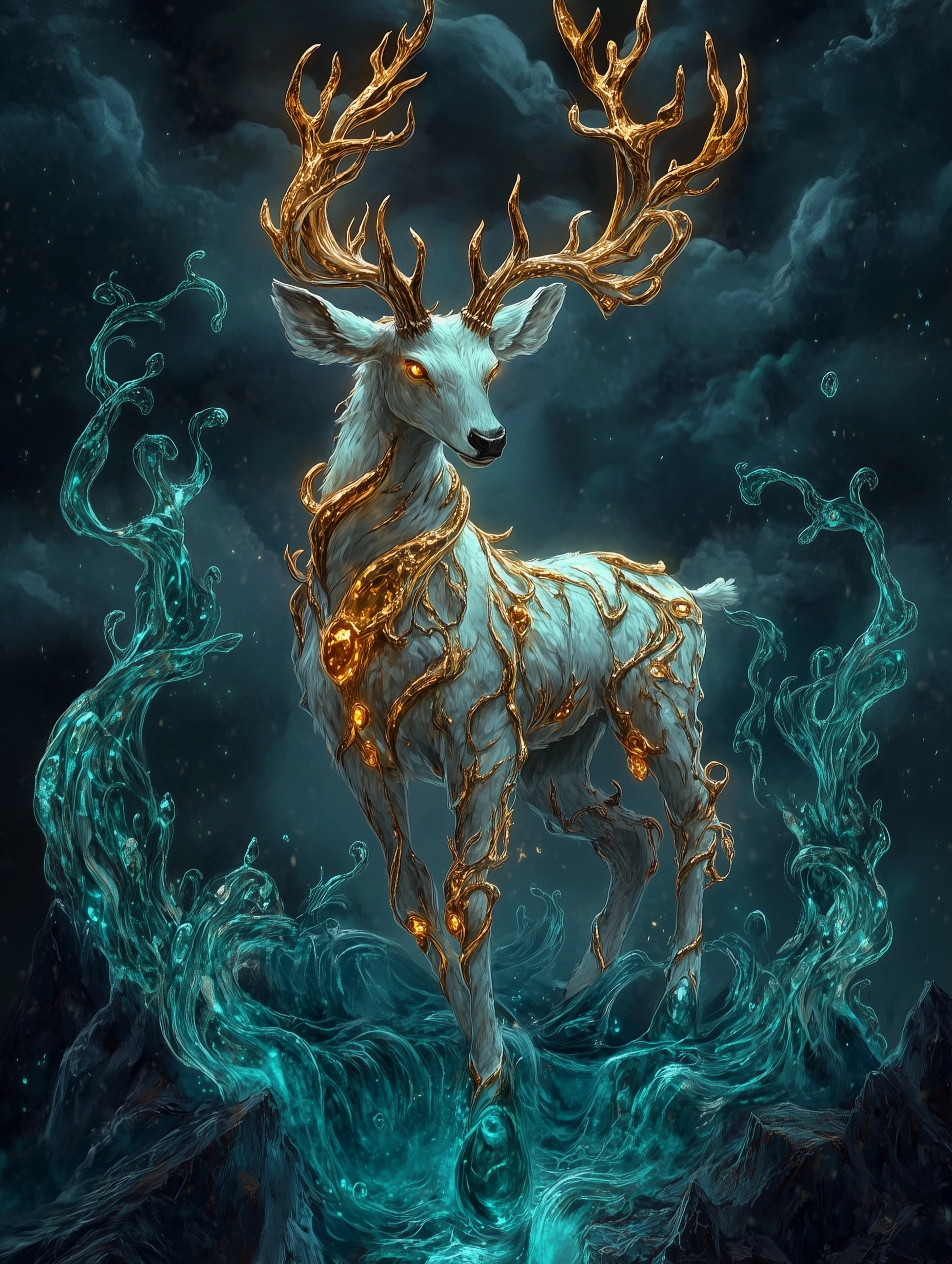 Majestic Stag by Sapphire Waterfall