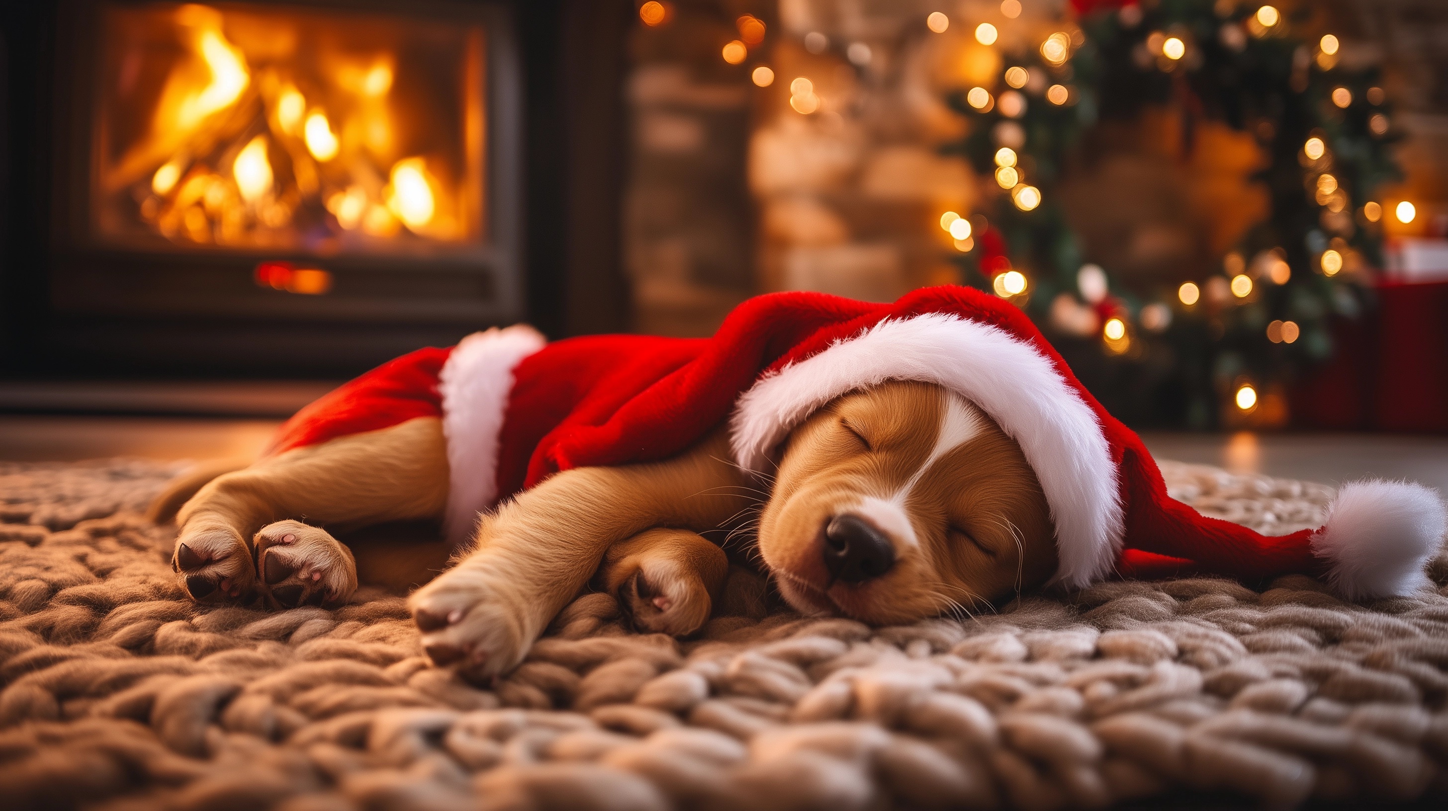 Cozy Christmas with an Irish Setter Puppy