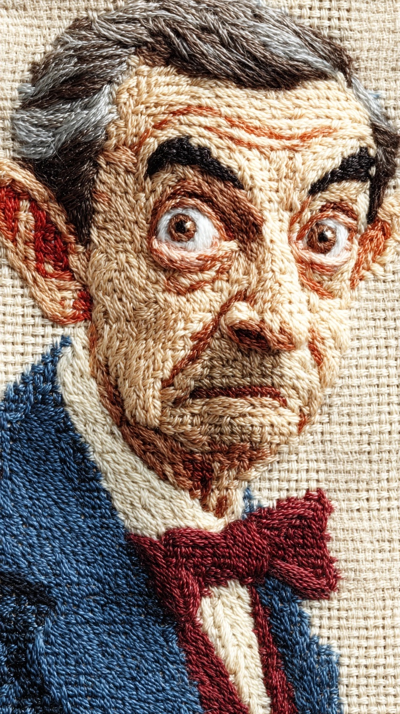 Mr. Bean Cross Stitch Art: Realistic Studio Photography