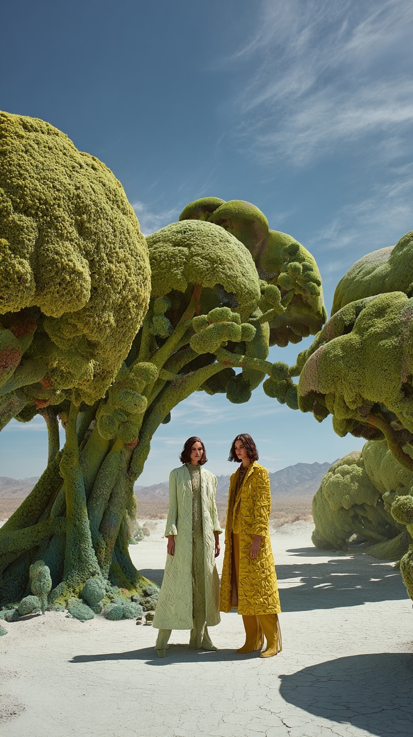 Surreal Fashion in Dreamlike Desert Landscape