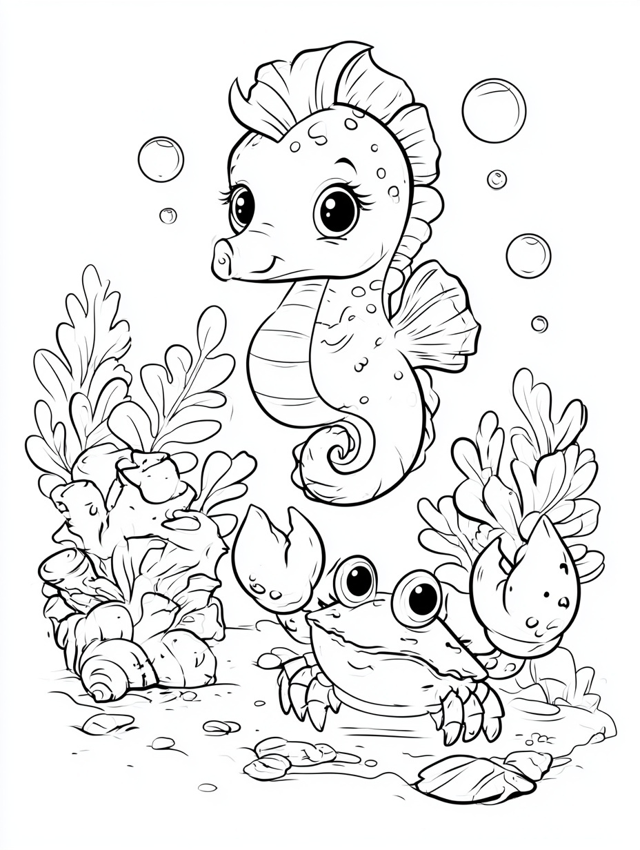 Color Your World: Seahorse & Crab Friends