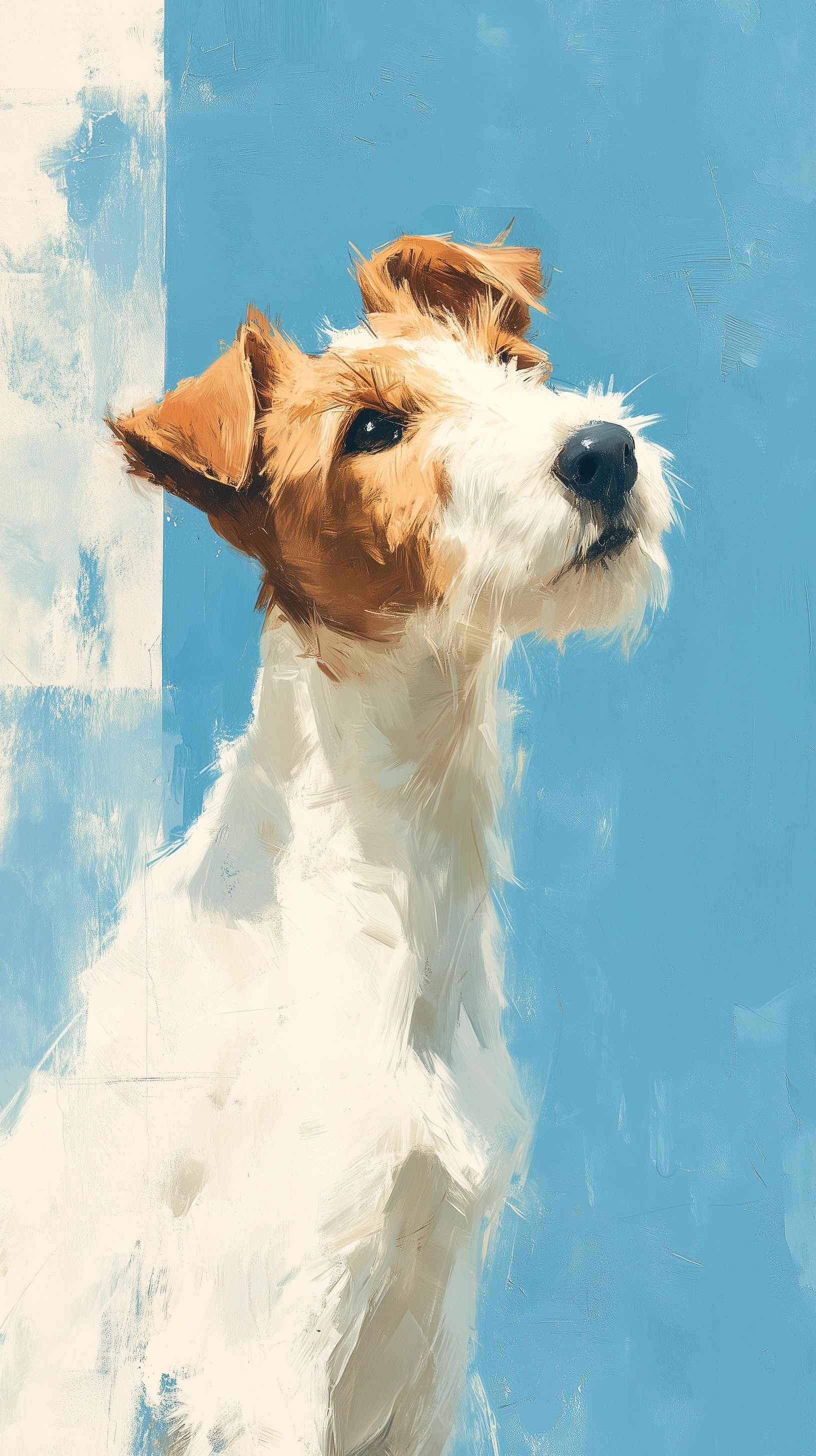 Cyan Fox Terrier Canvas Art - Unframed Design