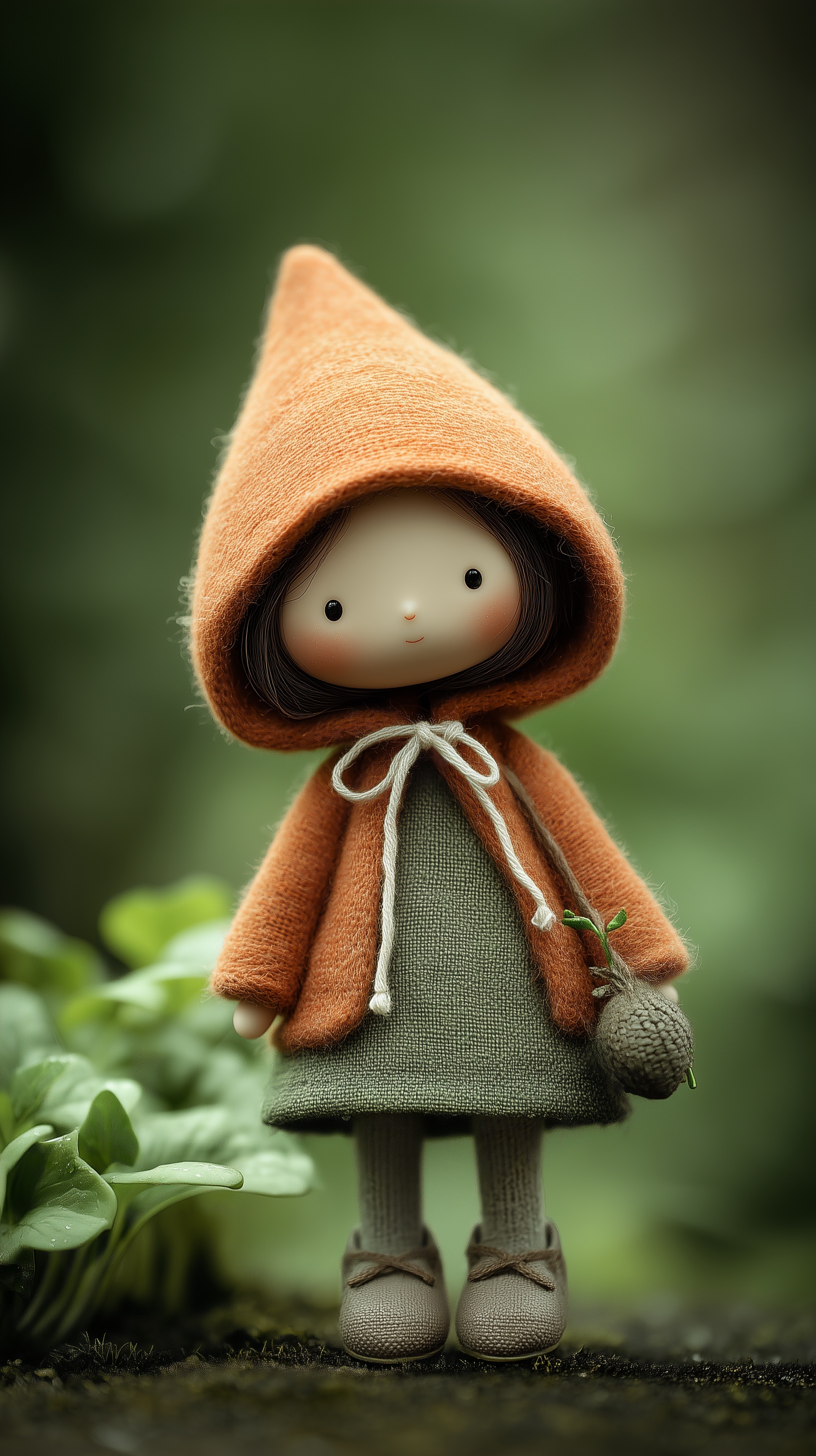 Charming Handmade Doll in Cozy Forest Setting