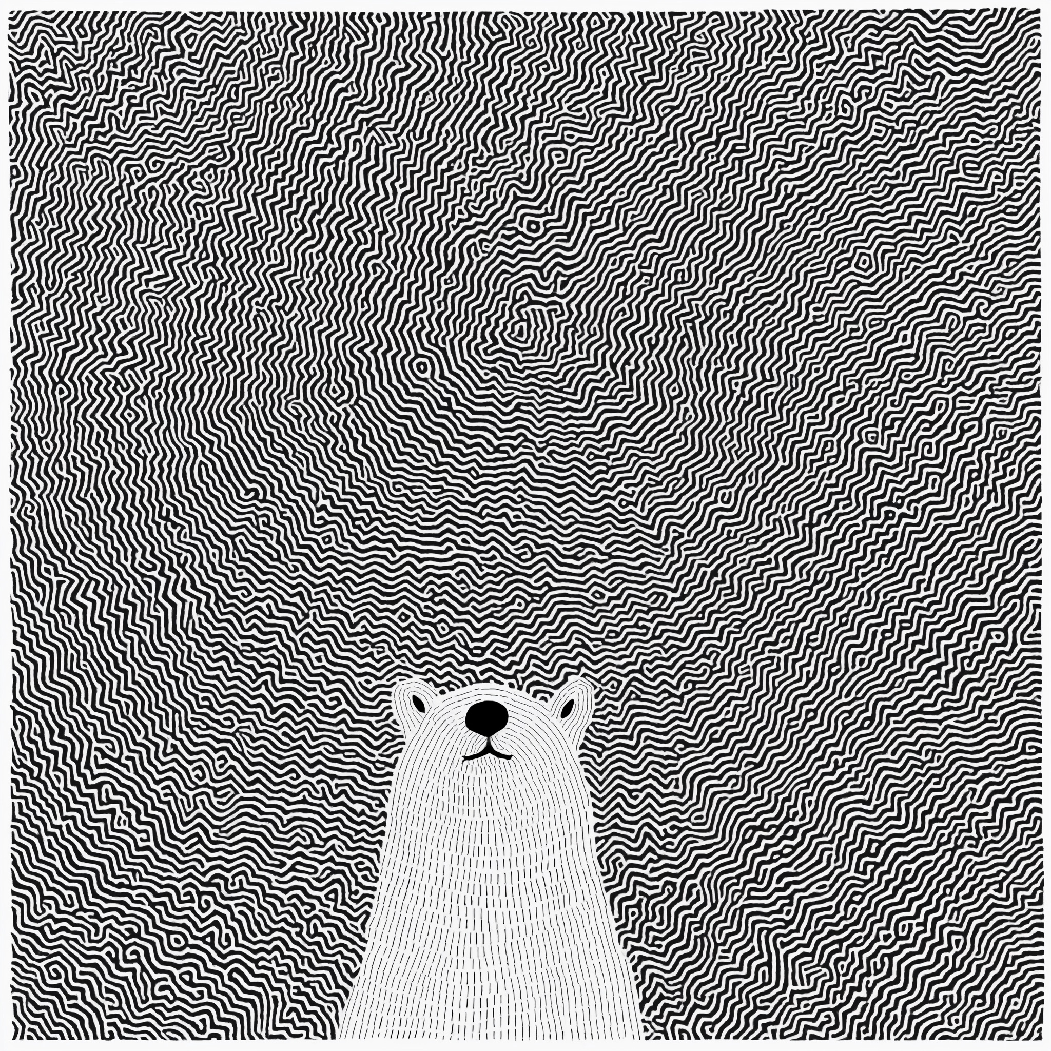 Abstract Minimalist Bear & Cat Zendoodle Art