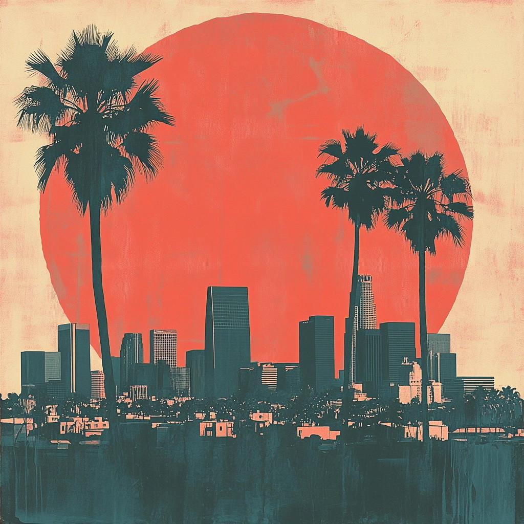 Vintage Los Angeles Poster Art in Soft Colors